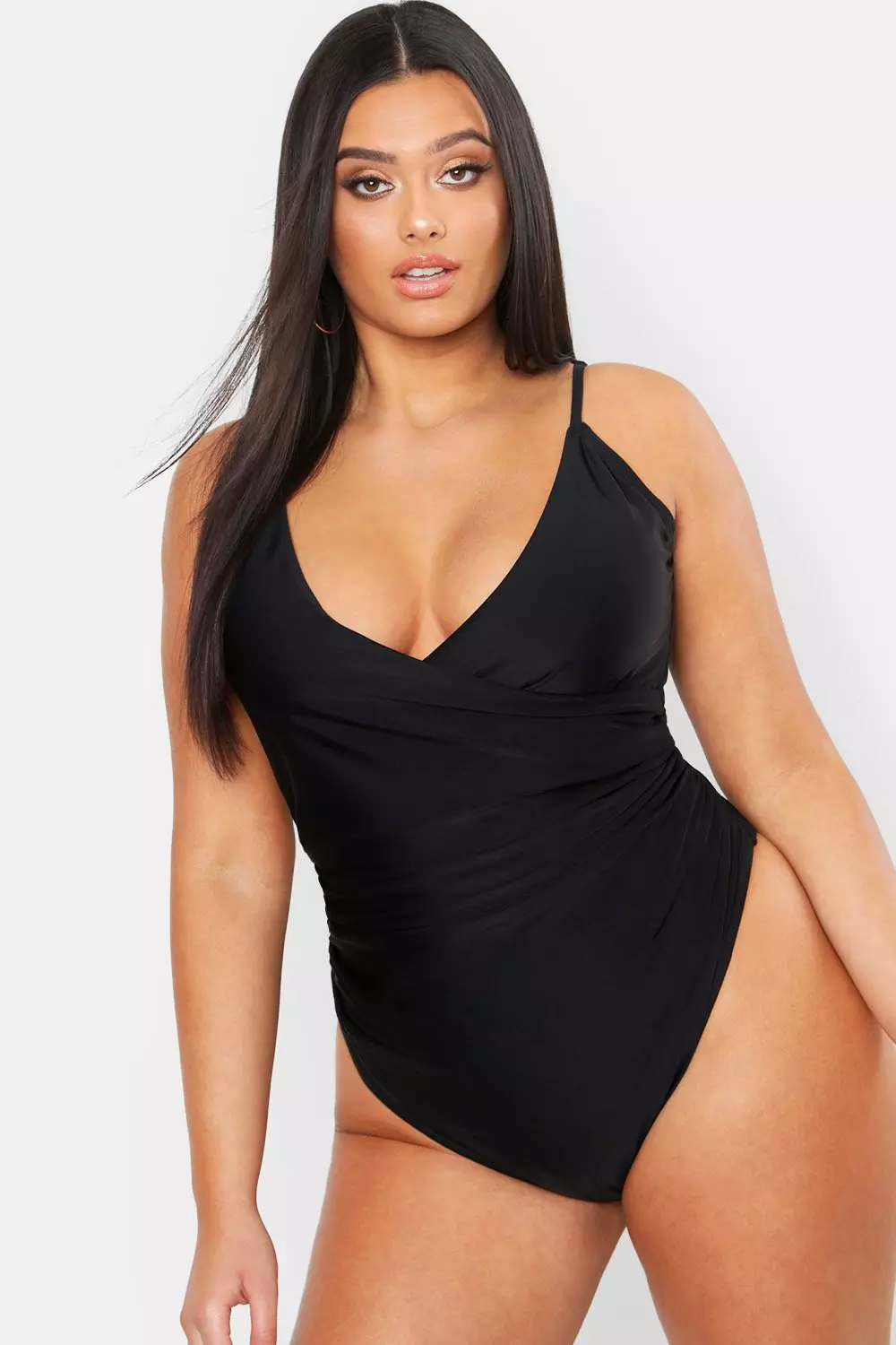 Black Plus Control Wrap Over Swimsuit alternative image