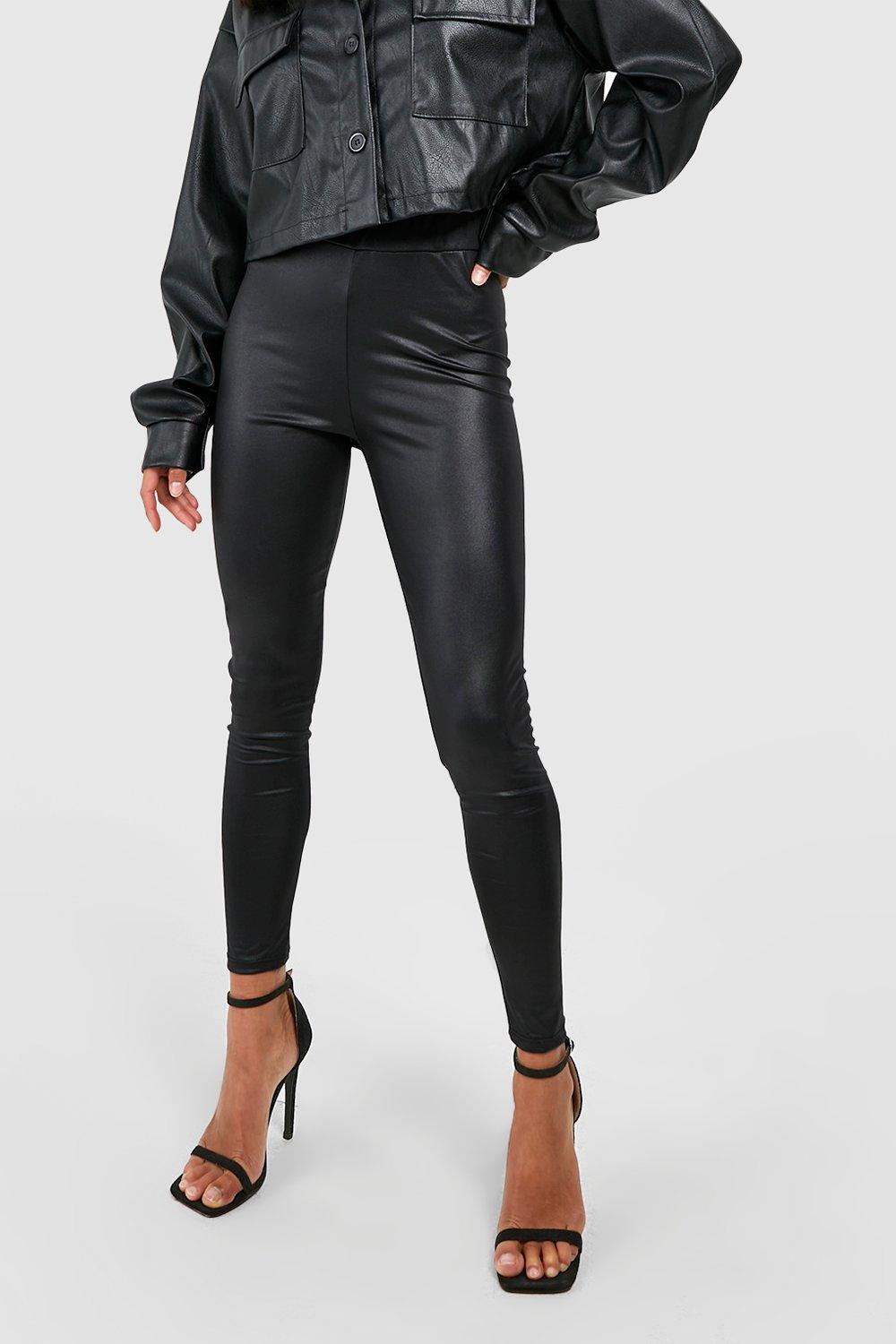 Petite High Waist Basic Shiny Leggings