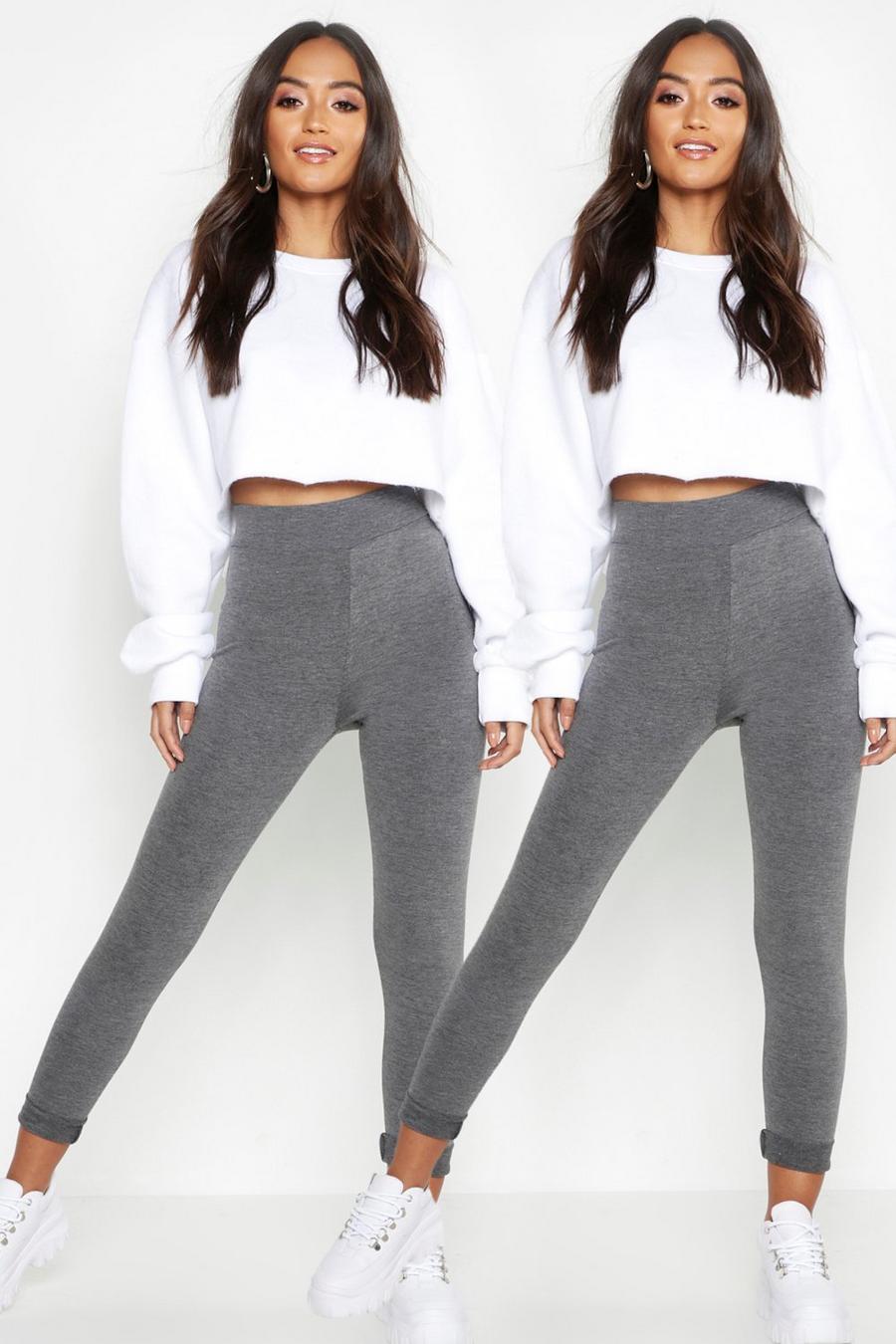 Charcoal Petite Two Pack High Waist Leggings image number 1