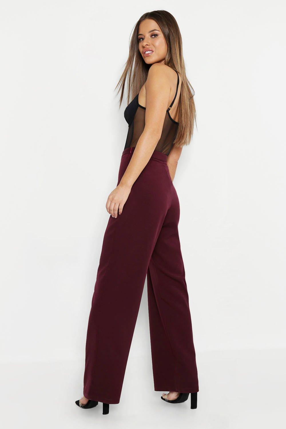 petite high waisted wide leg trousers