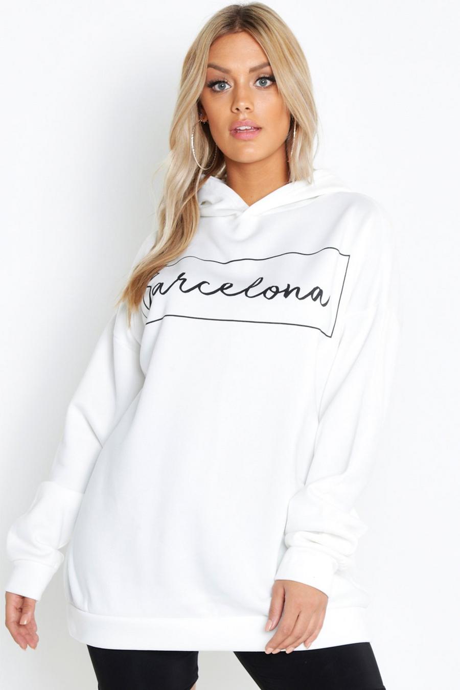 Cream Plus - "Barcelona" oversize hoodie med slogan image number 1
