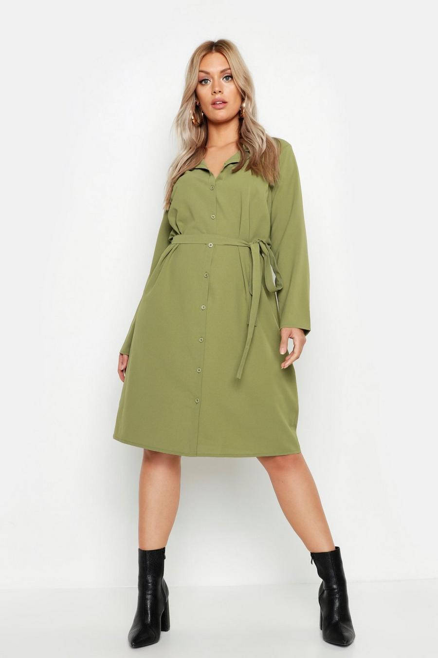 Plus Utility Tie Belted Shirt Dress image number 1