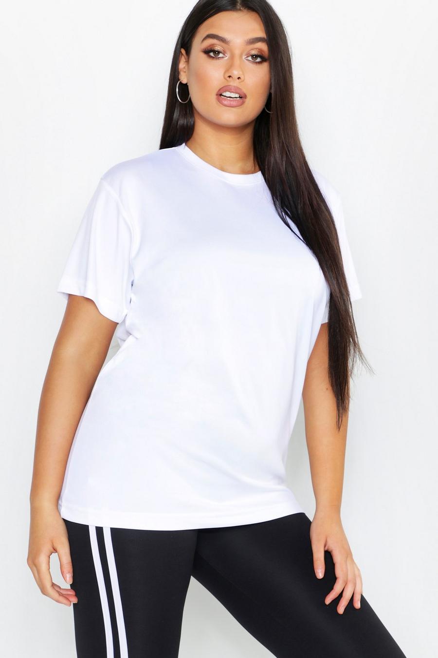 White Plus Breathable Gym Oversized T-Shirt image number 1