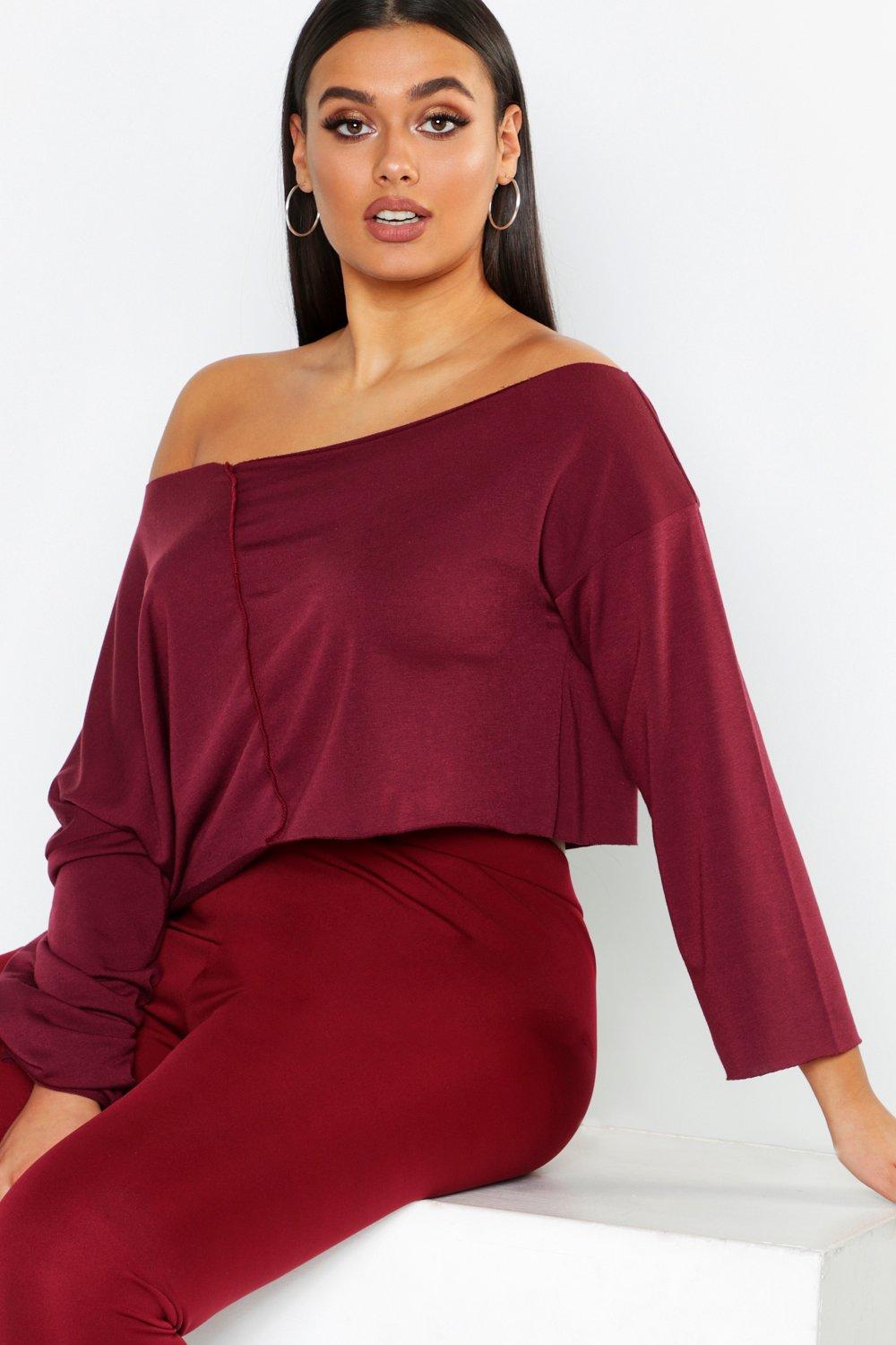 red off the shoulder sweater