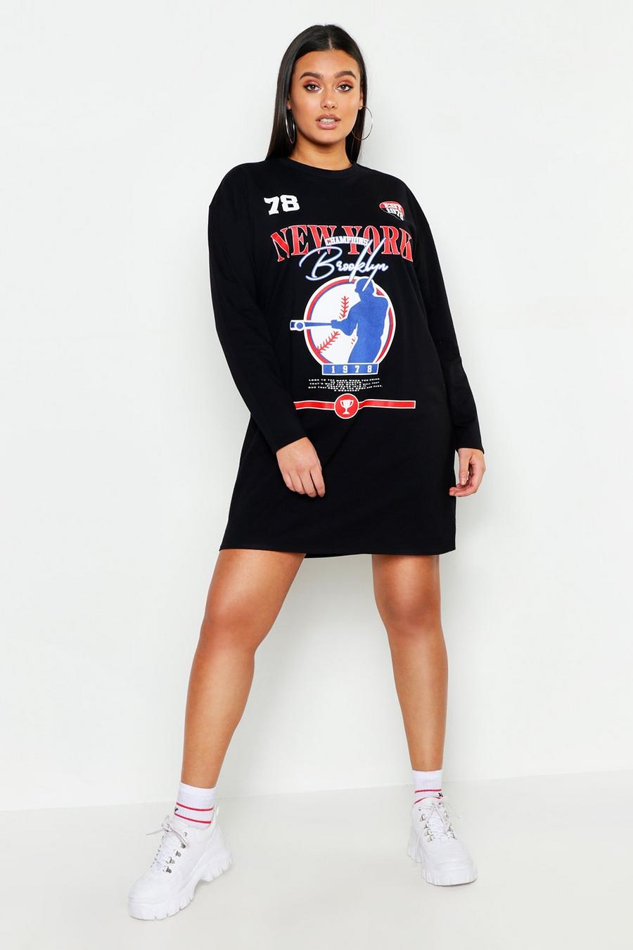 Black Plus Boston Long Sleeve T-Shirt Dress image number 1