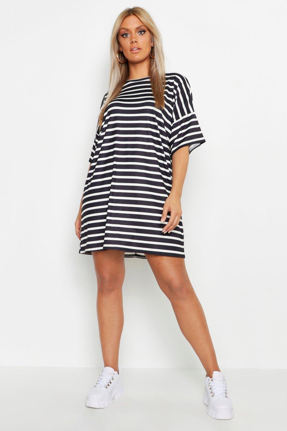 striped oversized t shirt dress