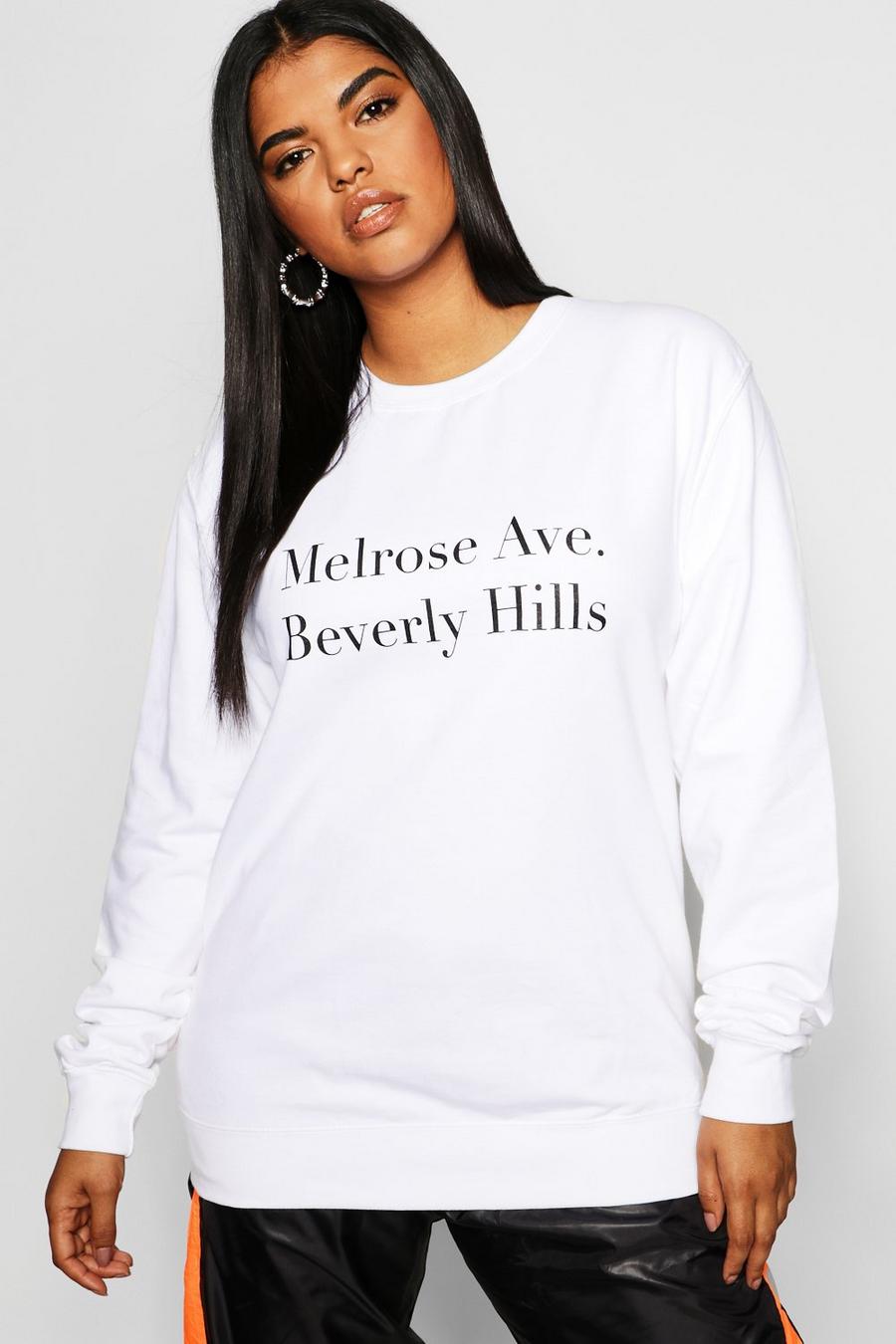 Plus Melrose Beverly-Hills Sweatshirt mit Slogan image number 1