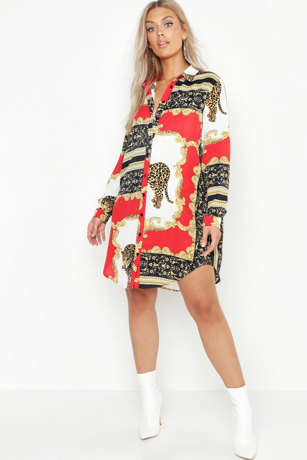 boohoo plus shirt dress