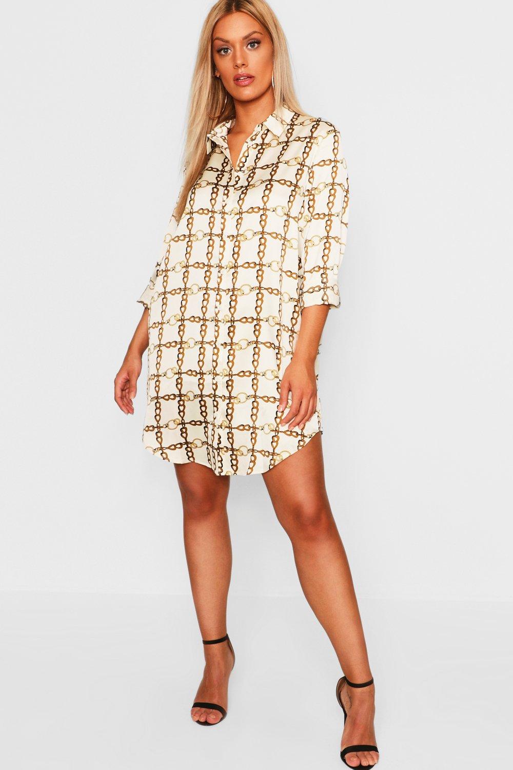 boohoo satin shirt dress