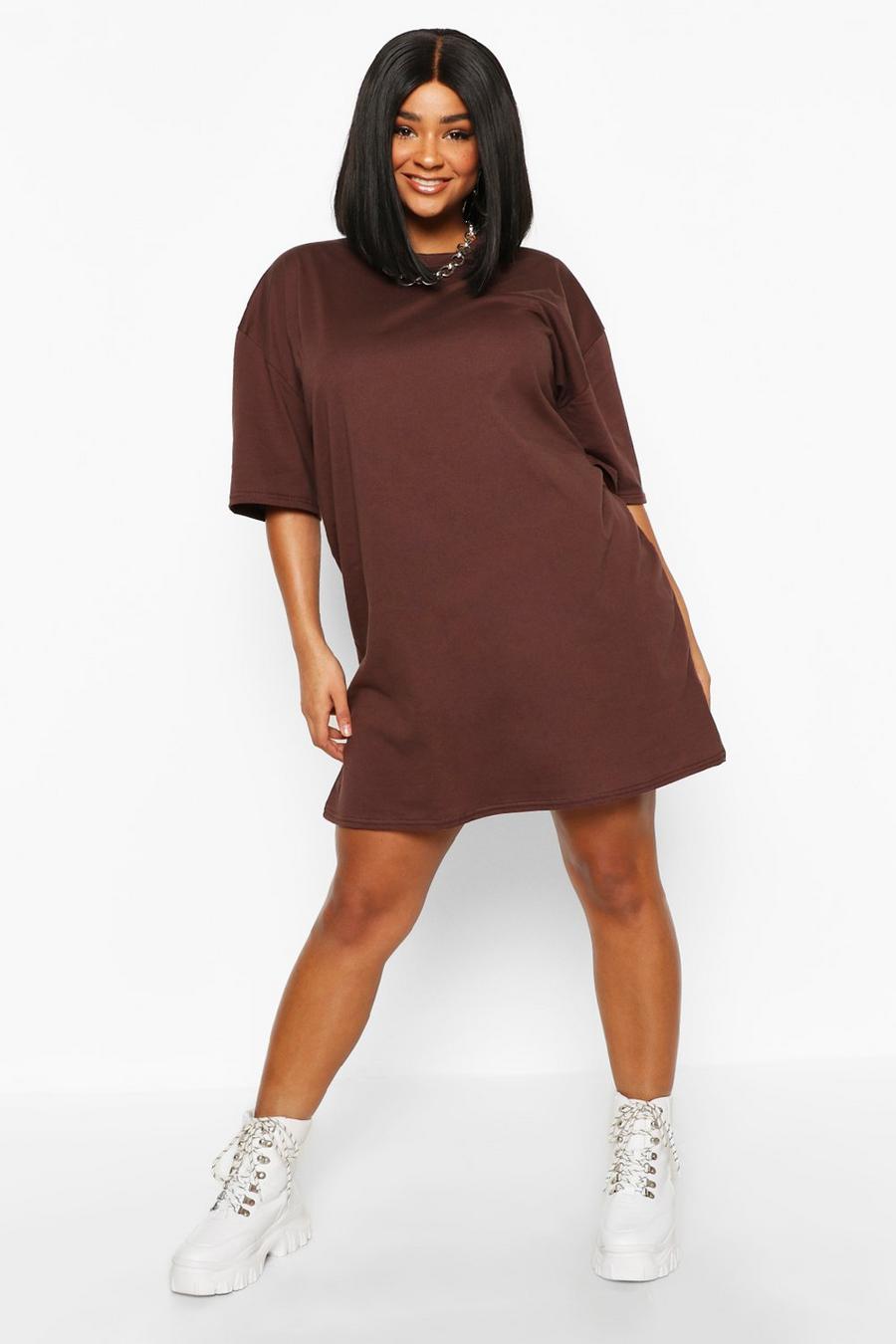 Chocolate Plus Oversized Drop Armhole T-Shirt Dress image number 1