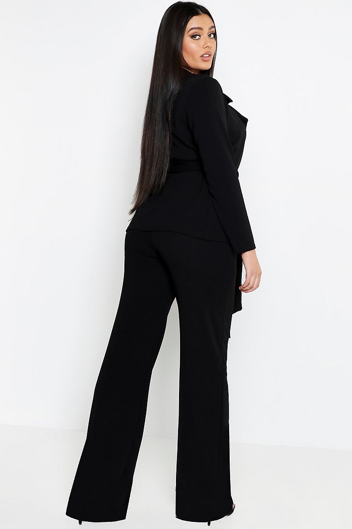 Ensemble blazer noué à la taille & pantalon coupe large Ensemble blazer noué à la taille & pantalon coupe large