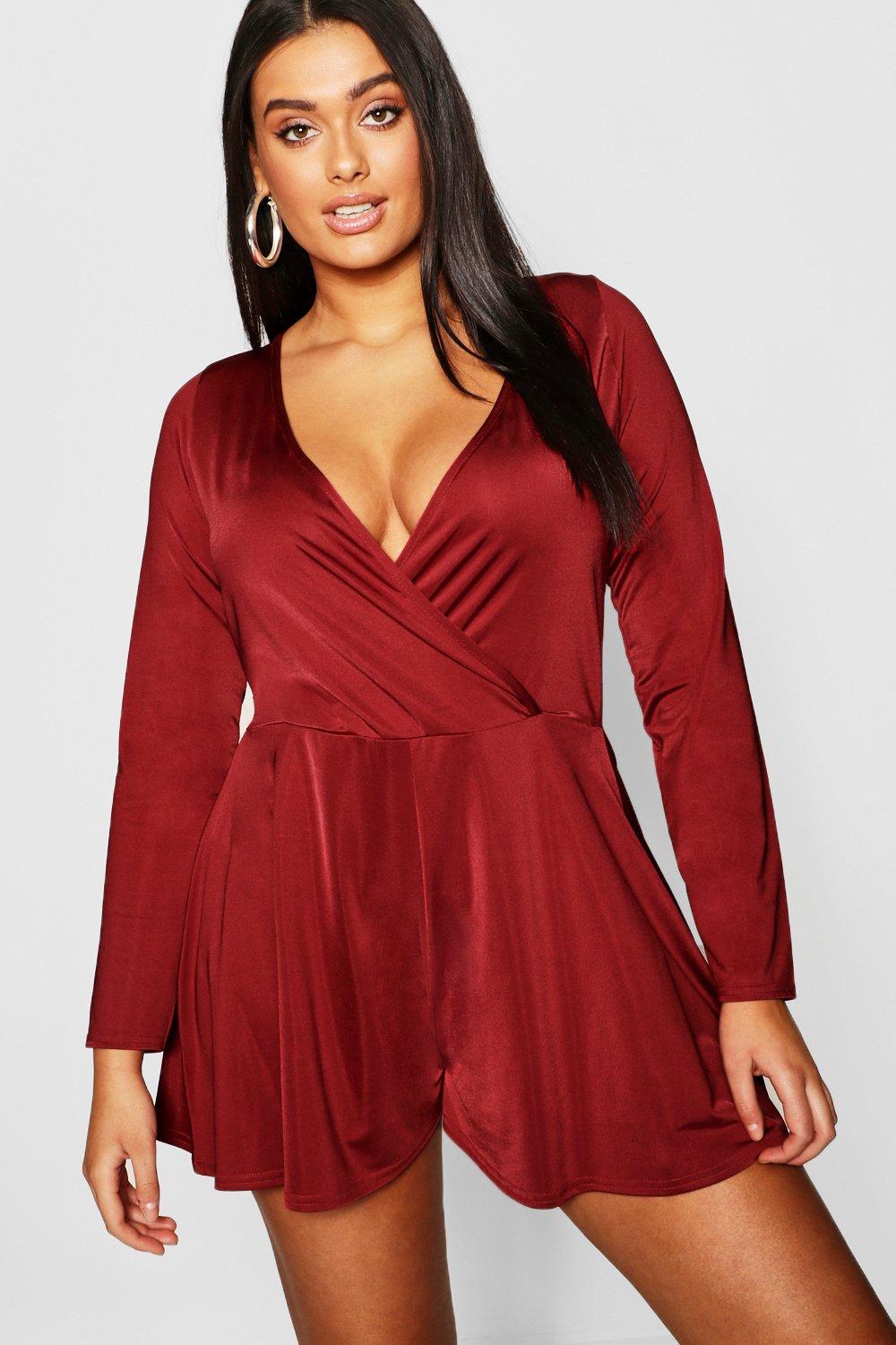 boohoo red playsuit