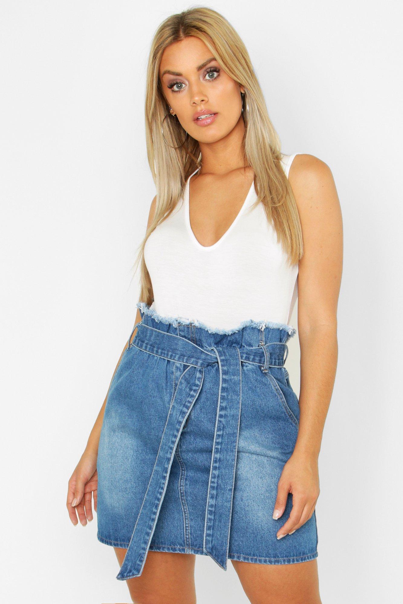 paper bag skirt denim