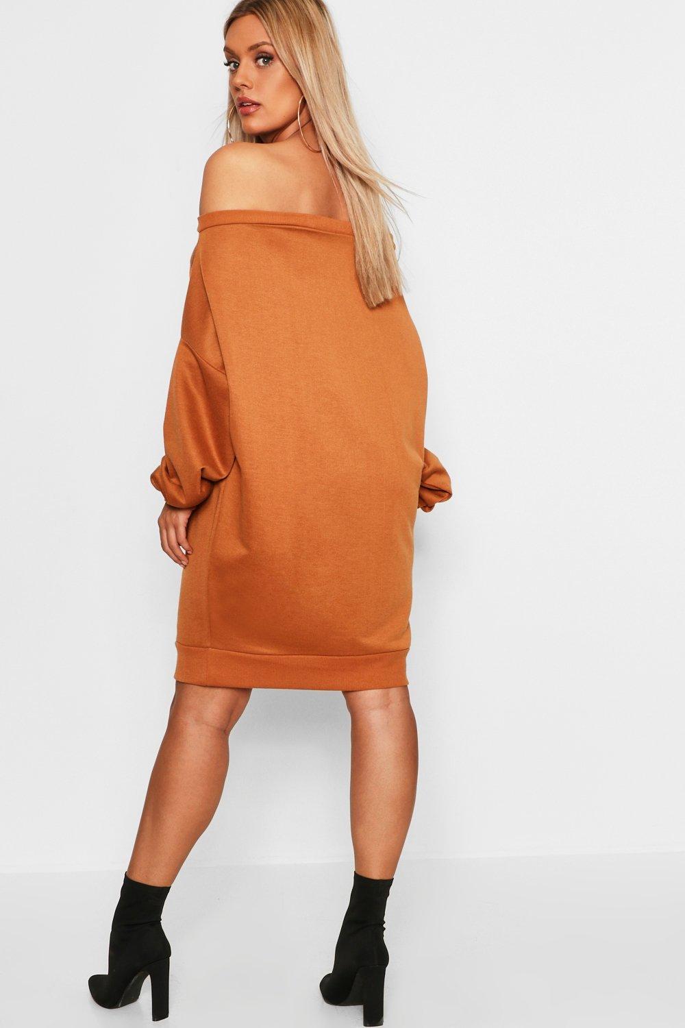 off shoulder sweat dress