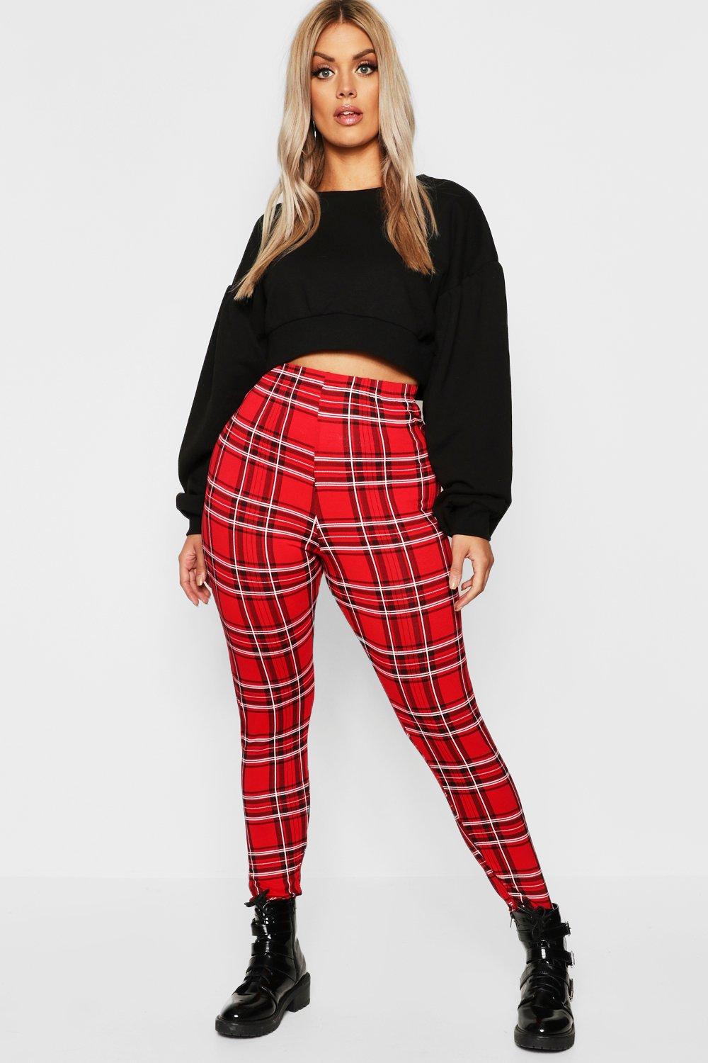 red tartan trousers plus size