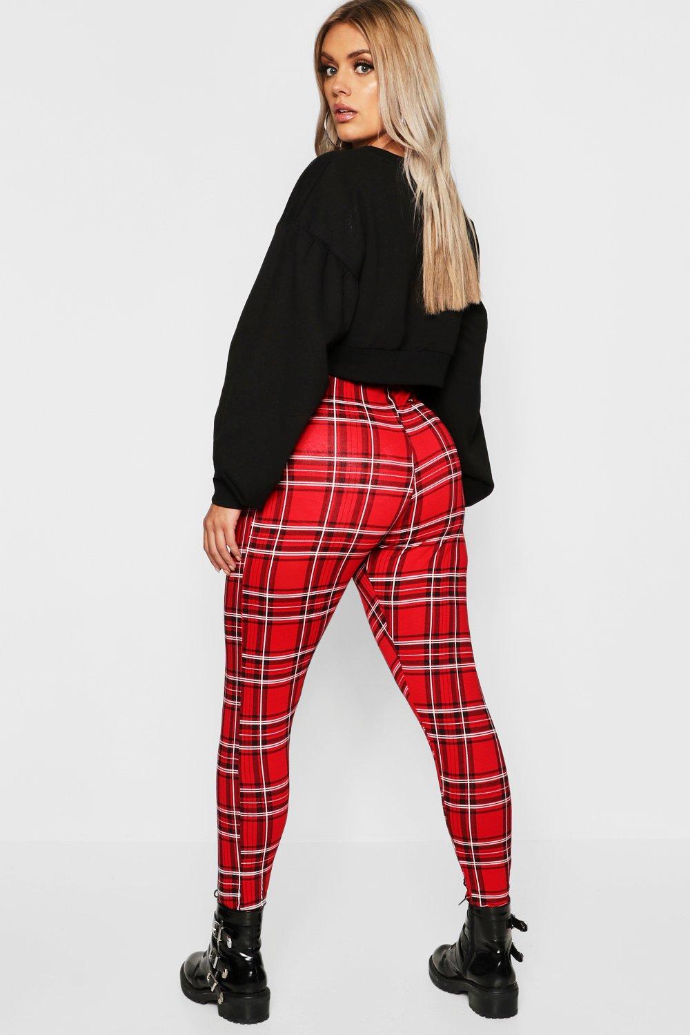 plus size tartan trousers