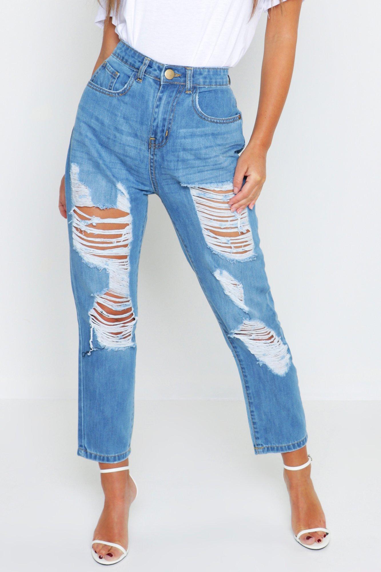 extreme ripped boyfriend jeans