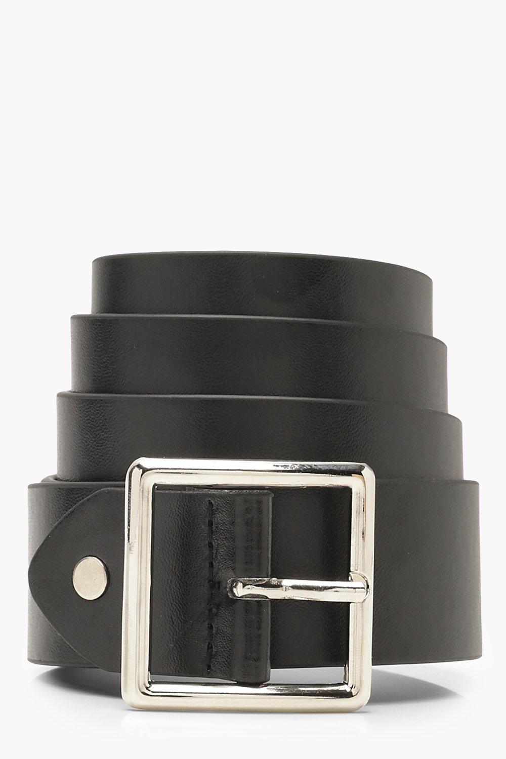 black belt with silver square buckle