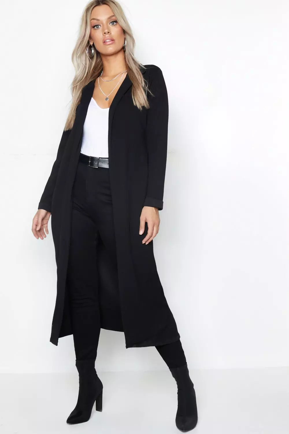 Plus Crepe Longline Duster Coat