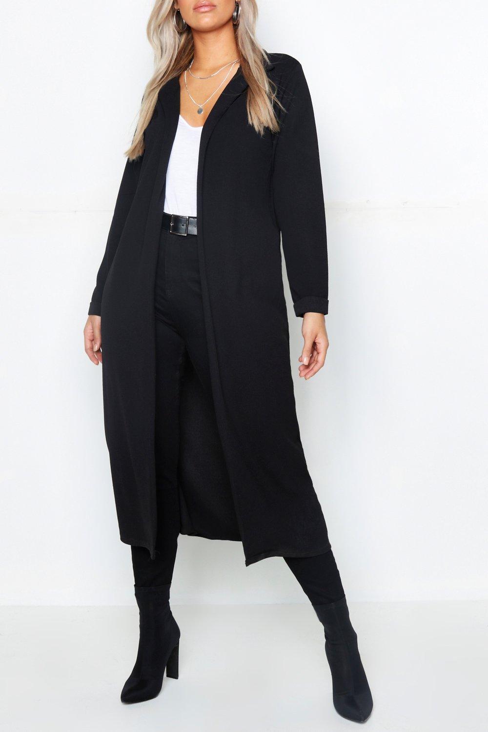 Plus Crepe Longline Duster Coat boohoo