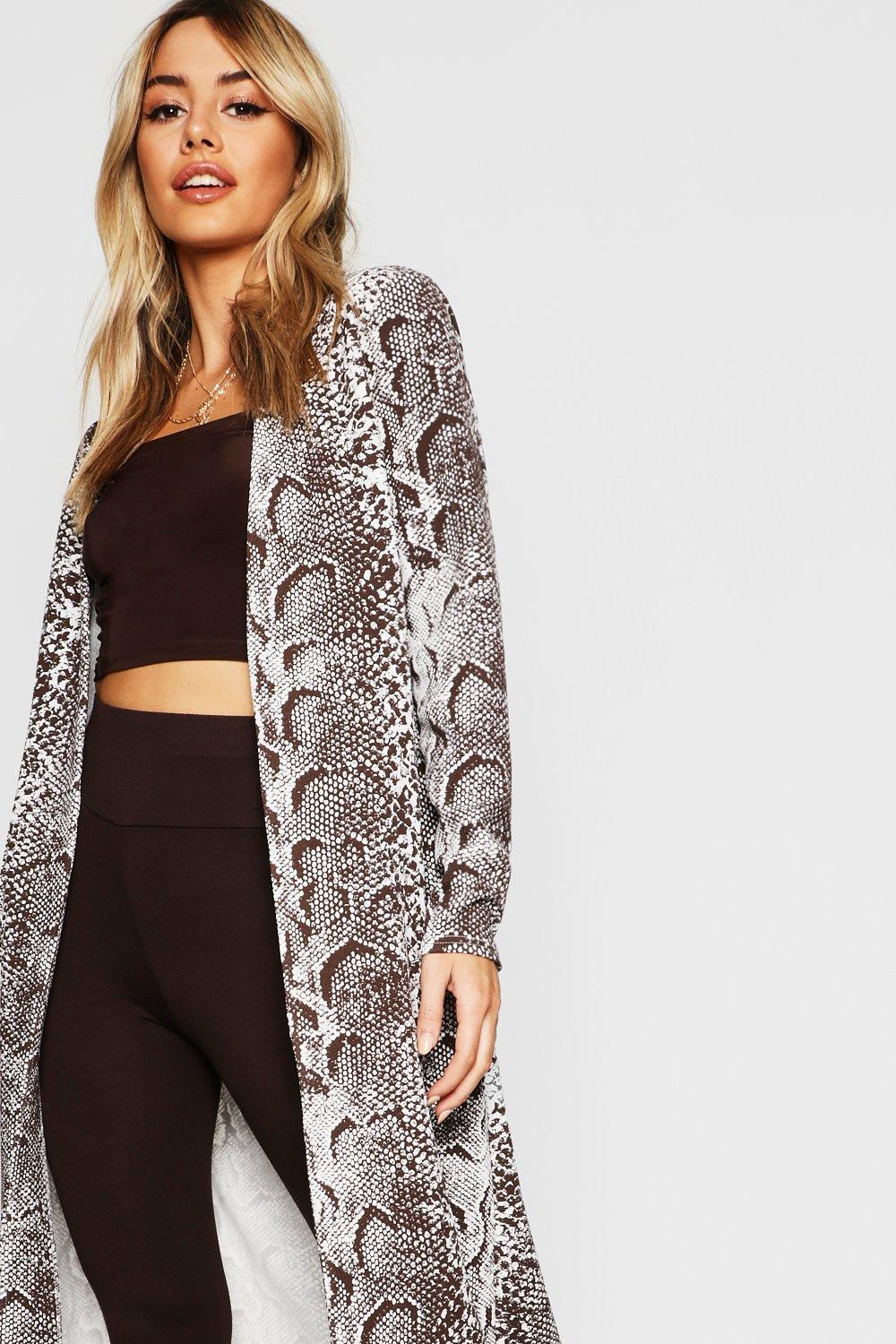 snake print duster coat