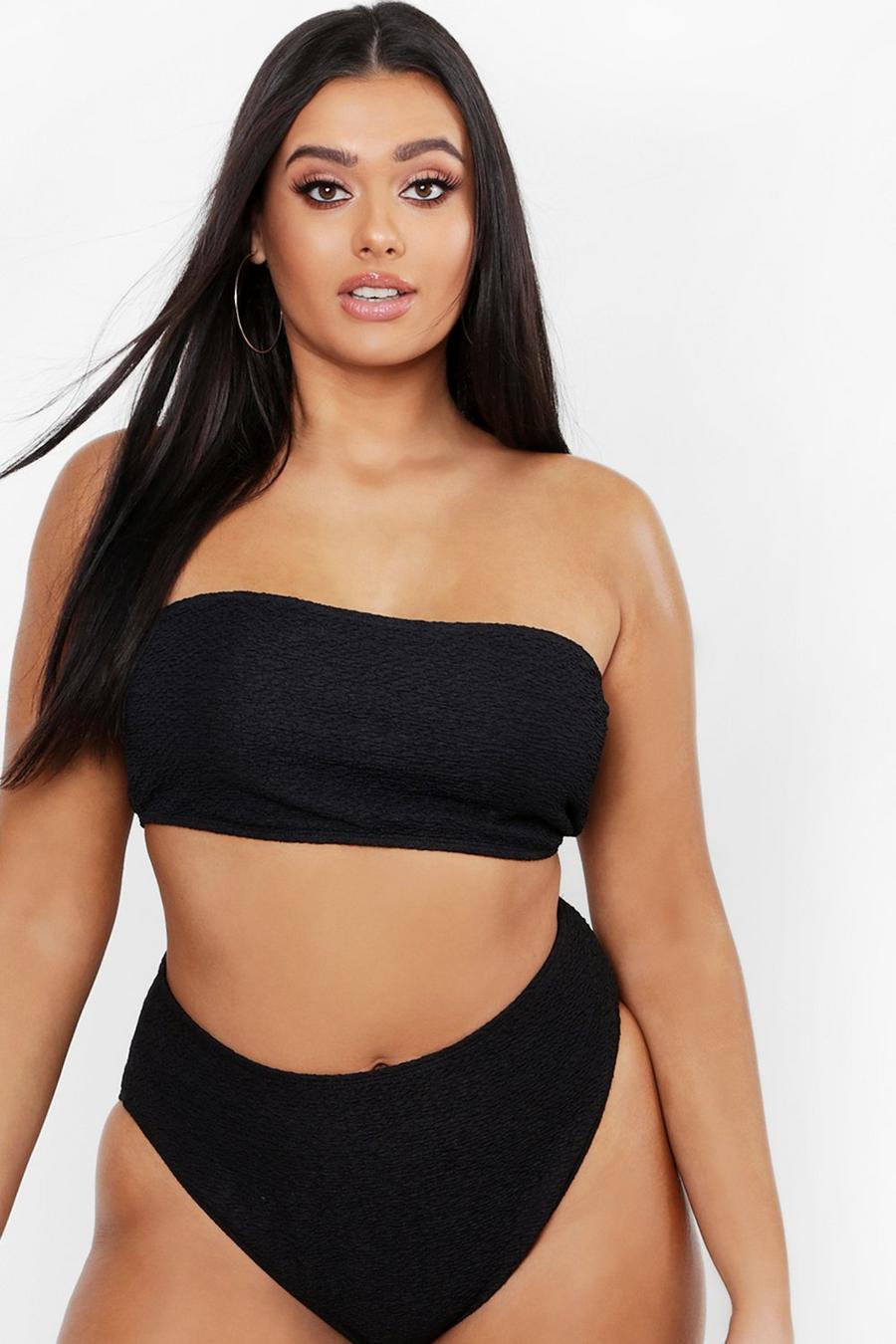 Black Plus Mix and Match Textured Bandeau Top image number 1