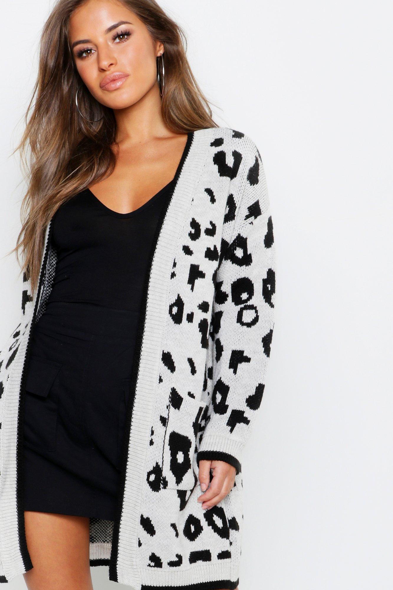 Petite Longline Leopard Cardigan boohoo