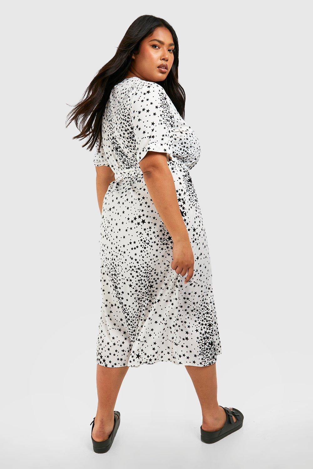 Star print midi outlet dress