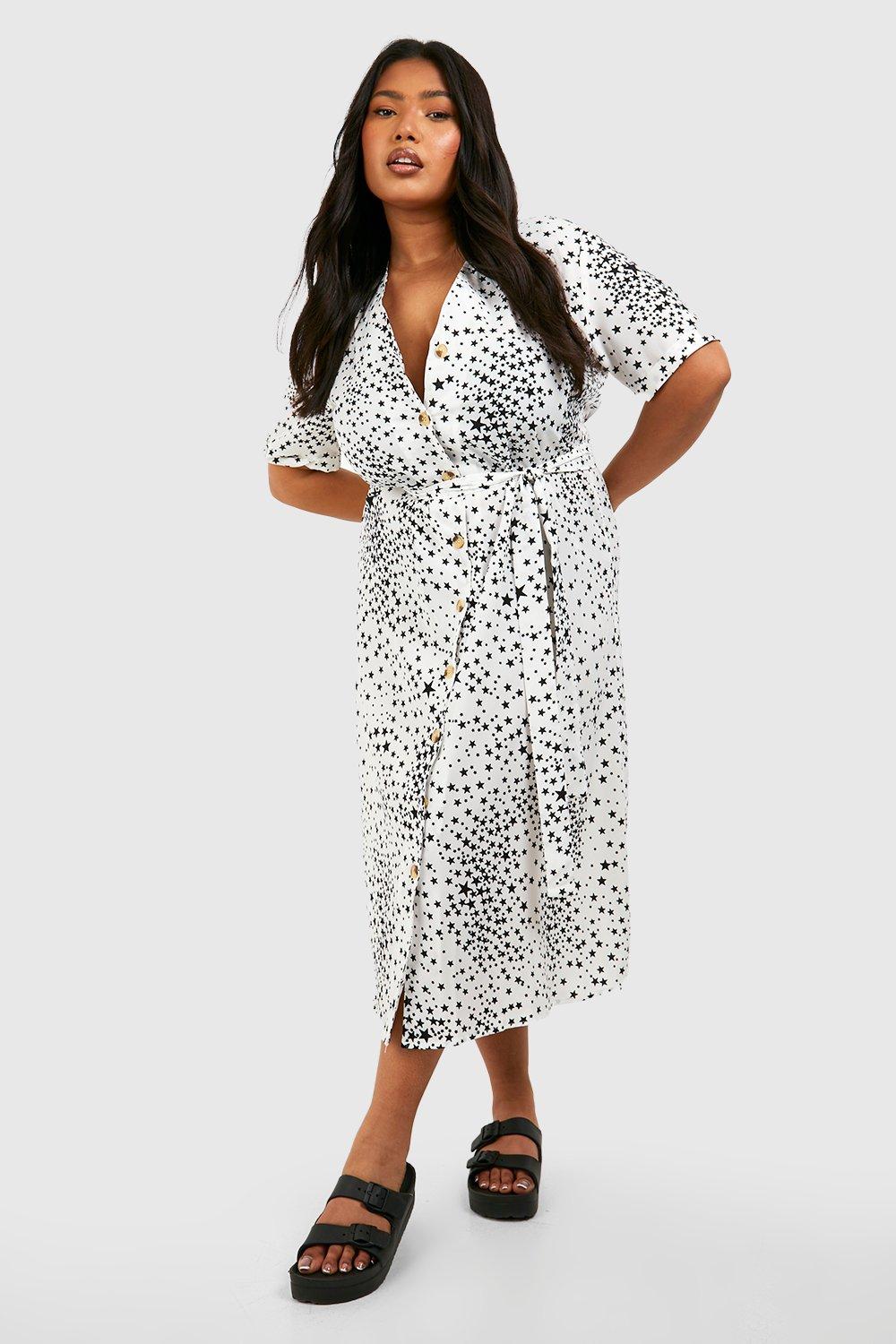 Star print dress outlet boohoo