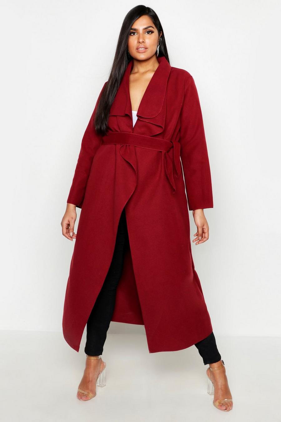 Berry Plus Maxi Length Wool Look Wrap Coat image number 1