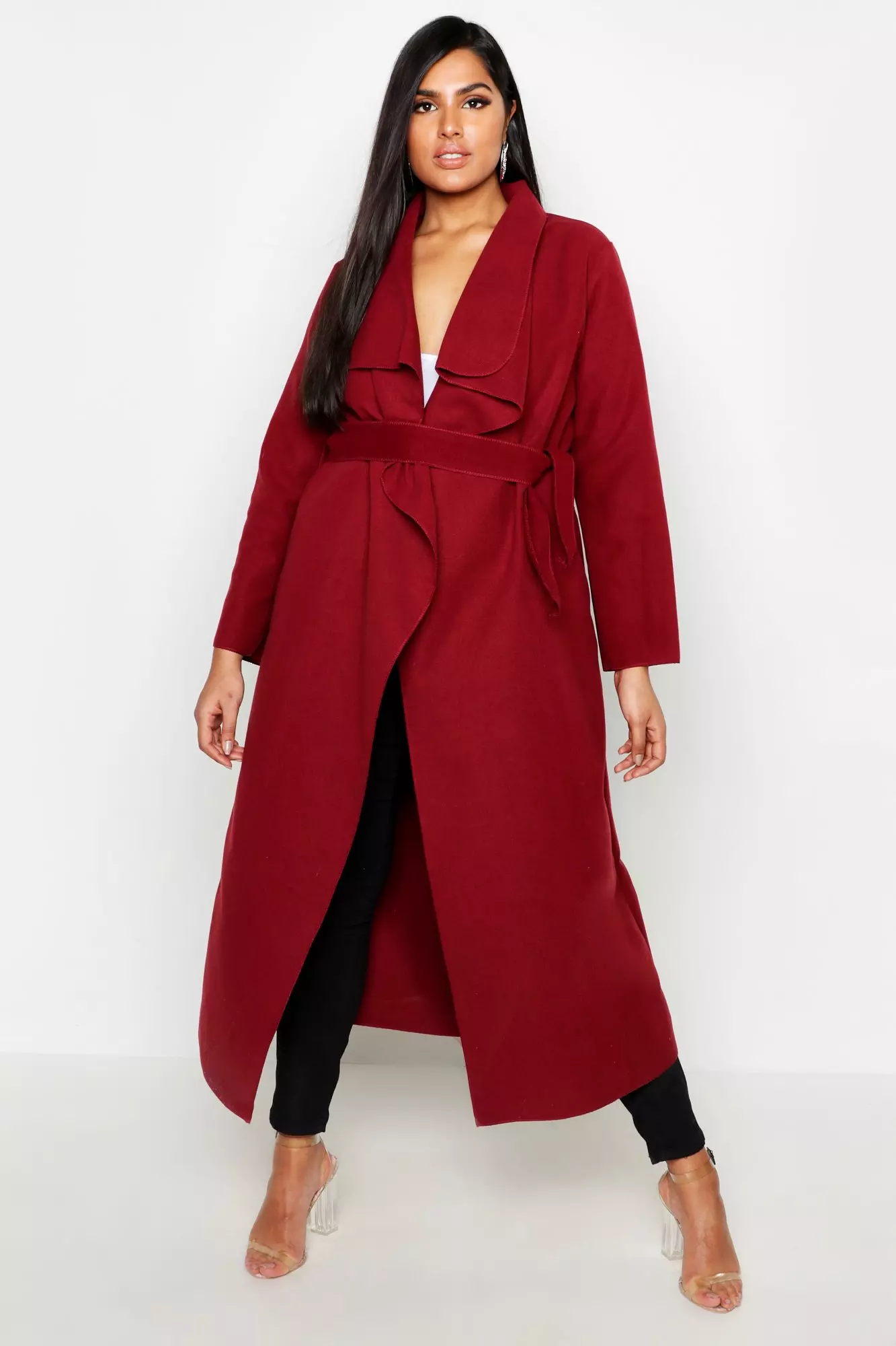 Plus Maxi Length Wool Look Wrap Coat