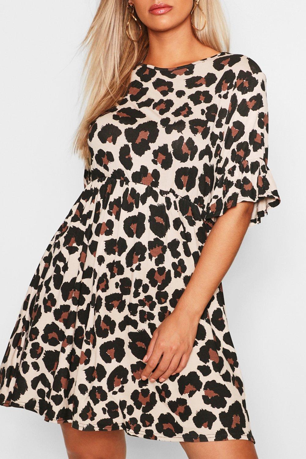 boohoo blue leopard print dress