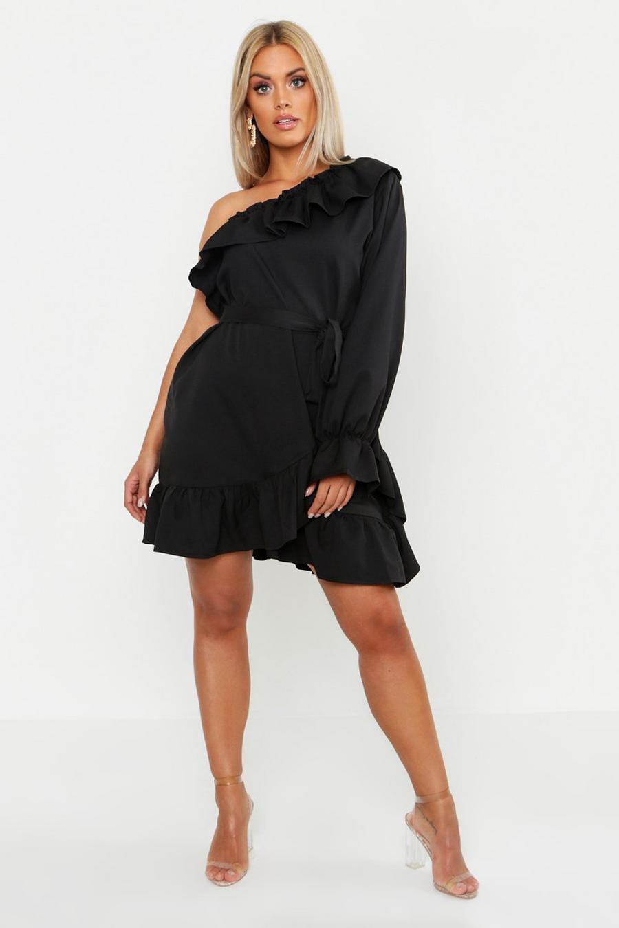Black Plus One shoulder-klänning med knytband image number 1
