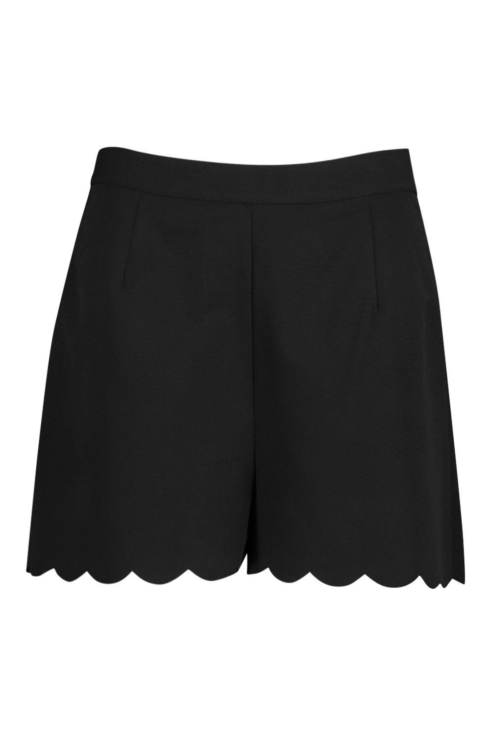 Plus Woven Scallop Hem Shorts boohoo UK