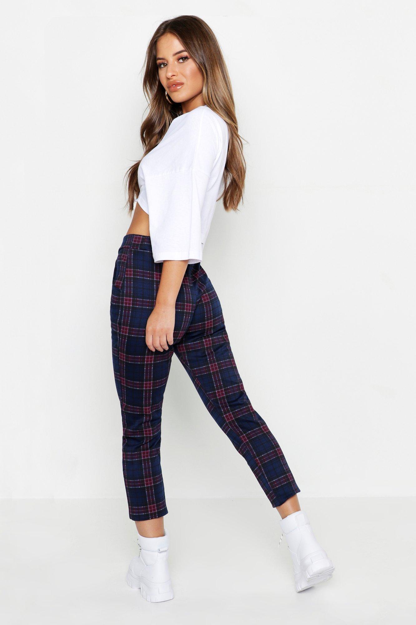 tapered check pants