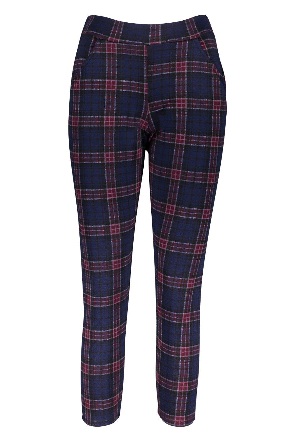 petite checked trousers