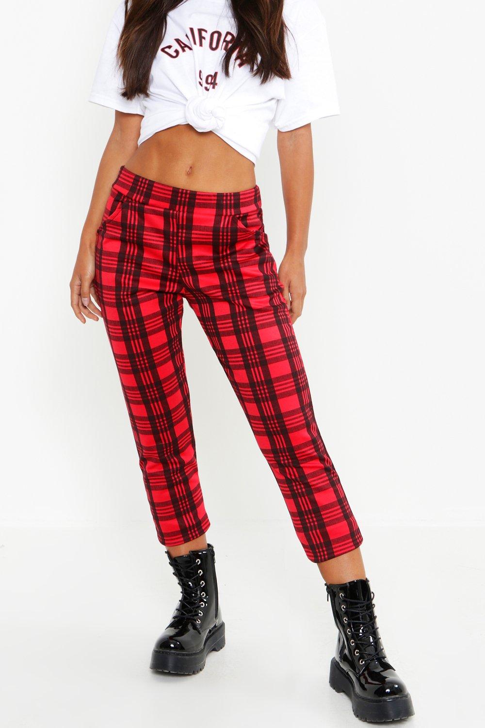 Plaid Check Tapered Pants