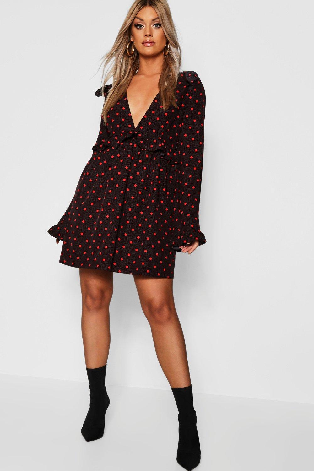 Polka dot 2024 plunge dress