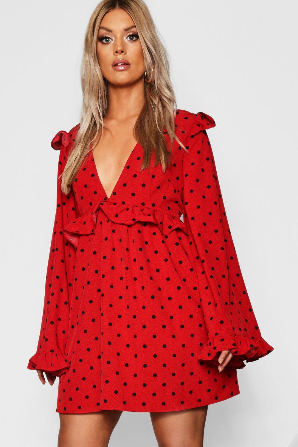 polka dot plunge dress