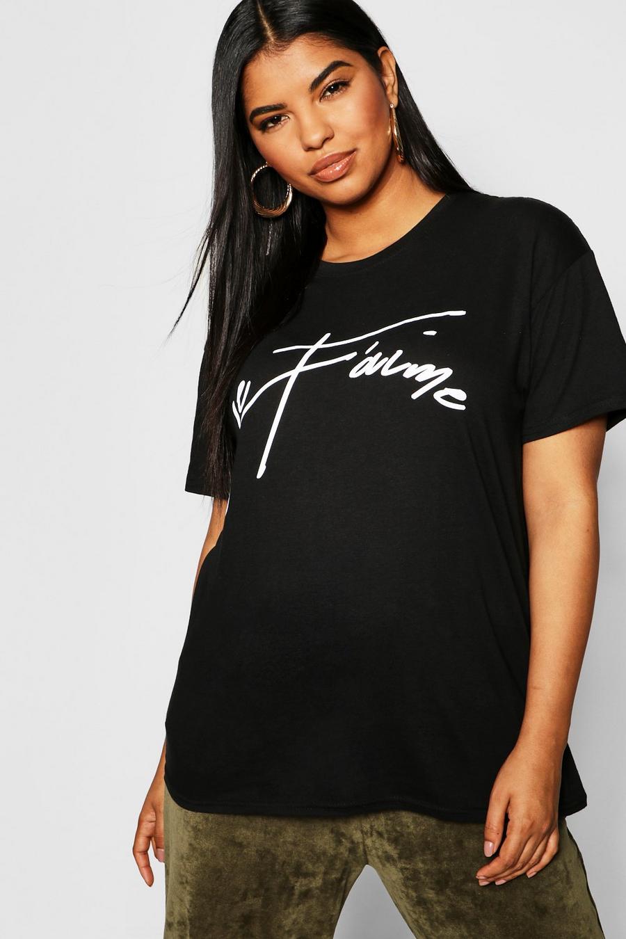 Camiseta con eslogan “Je Taime” Plus, Negro nero image number 1