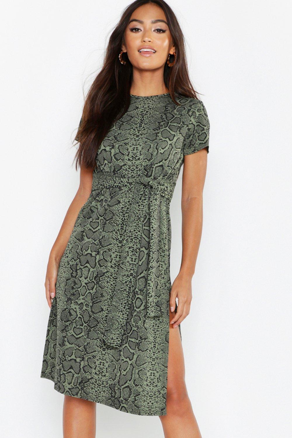 snake print dress boohoo