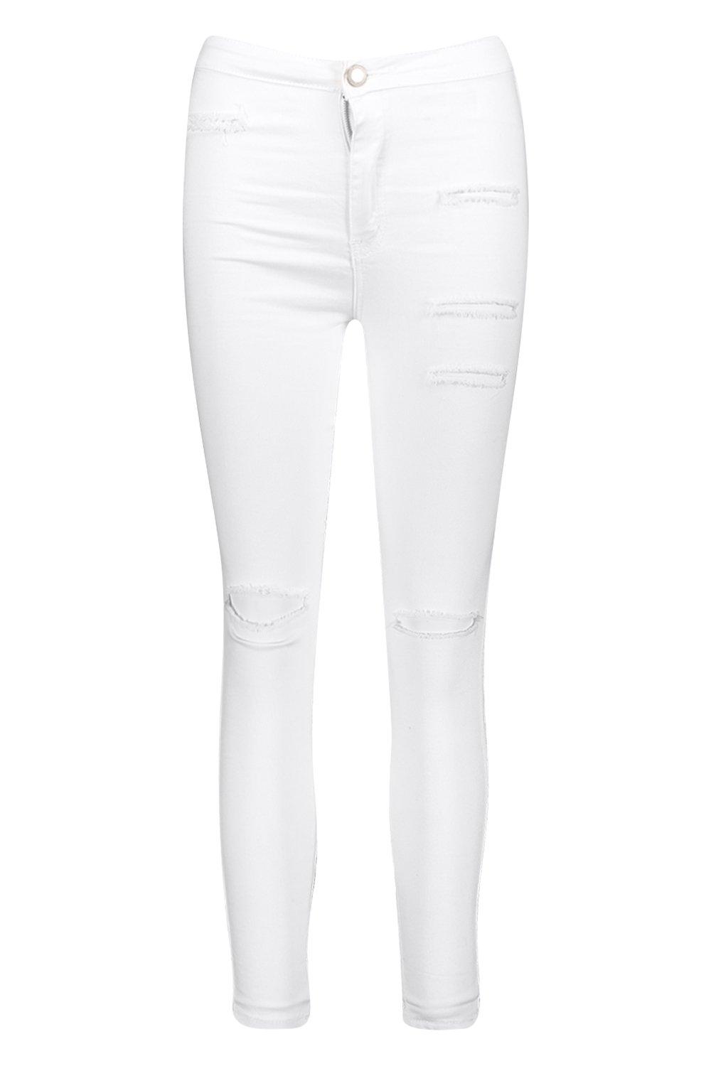 Petite white best sale distressed jeans