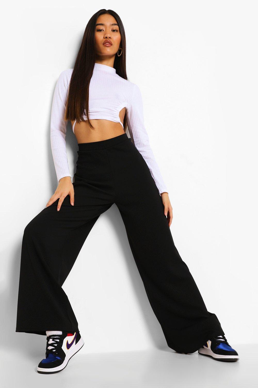 petite wide leg black jeans