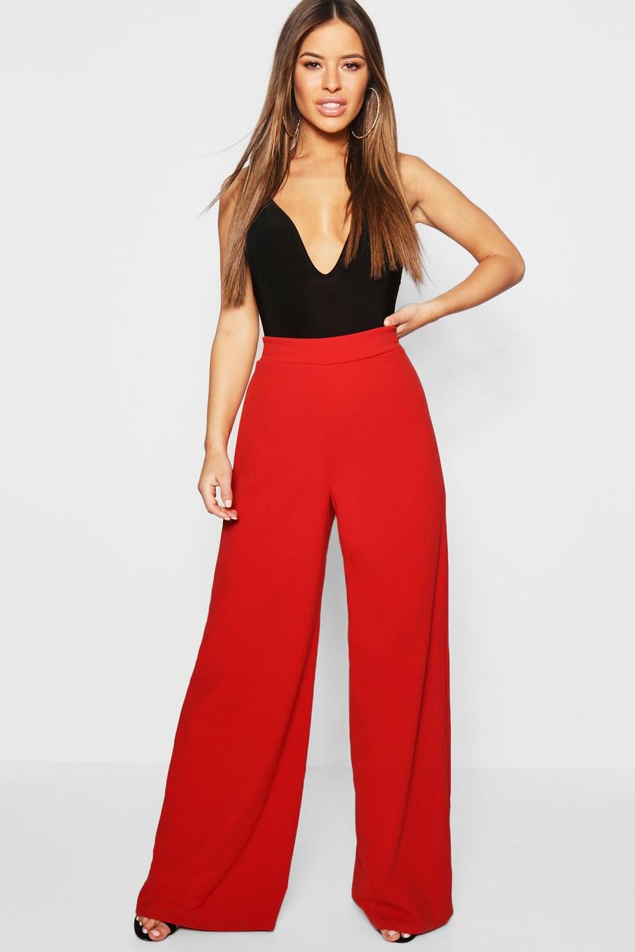 Rust Petite High Waisted Wide Leg Pants image number 1