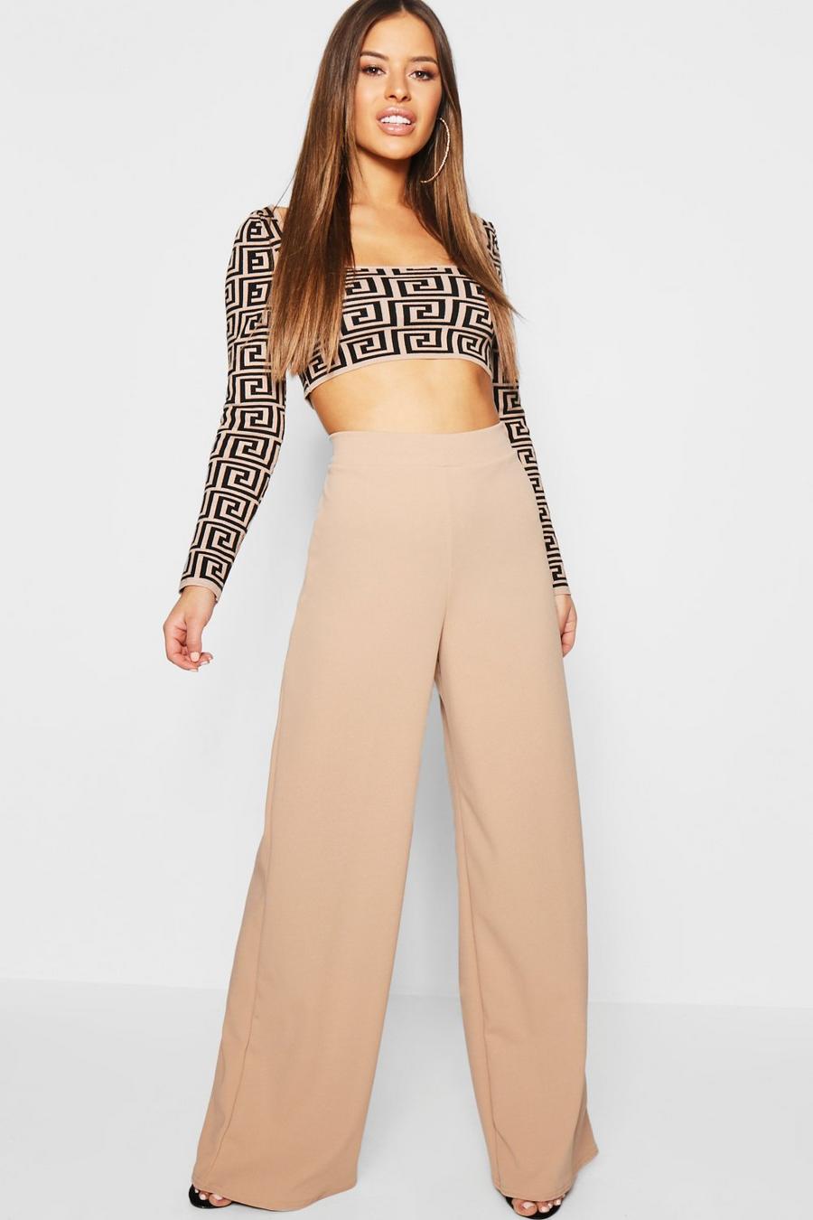 Steenrood Petite Wide Leg Broek Met Hoge Taille image number 1