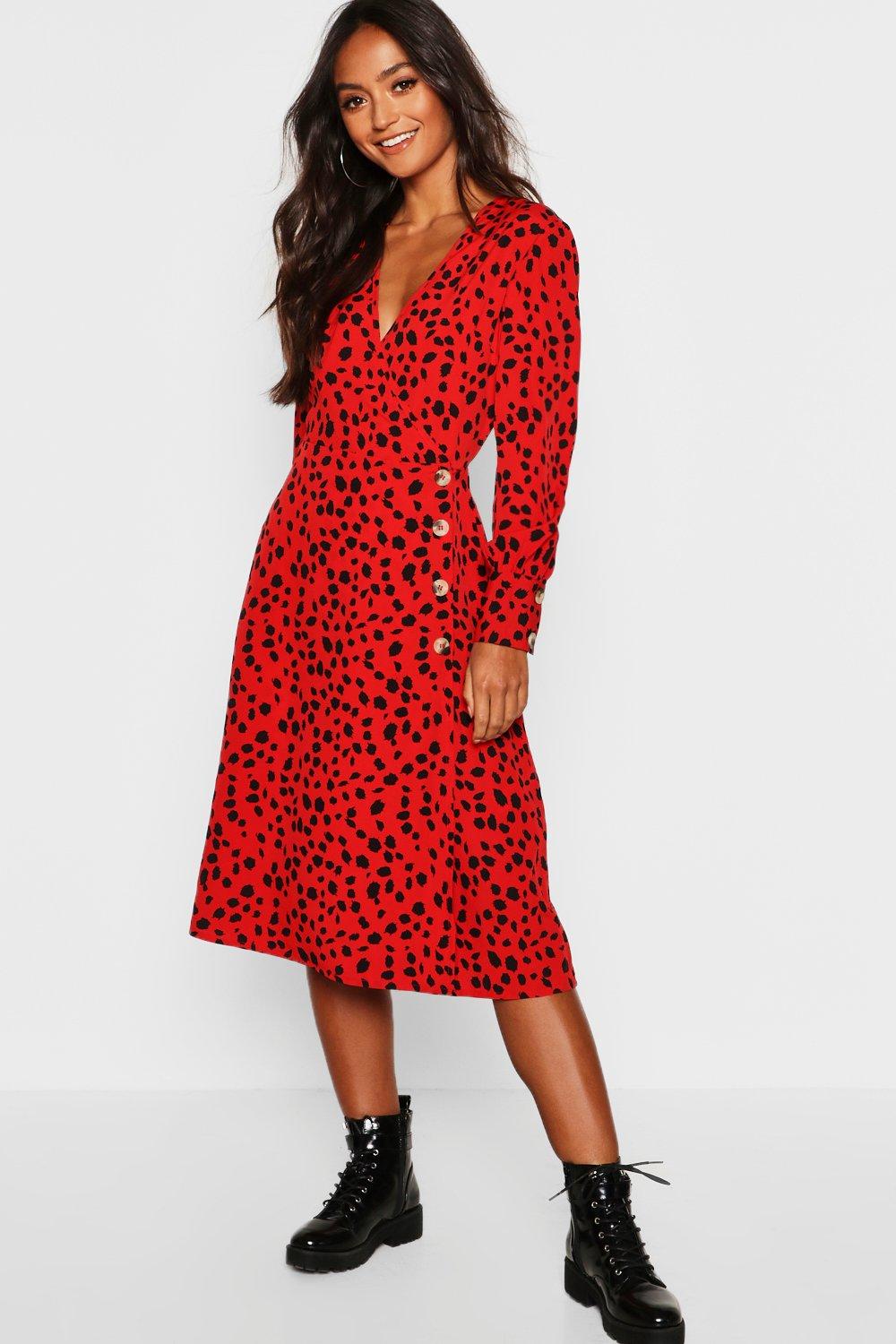 red petite midi dress