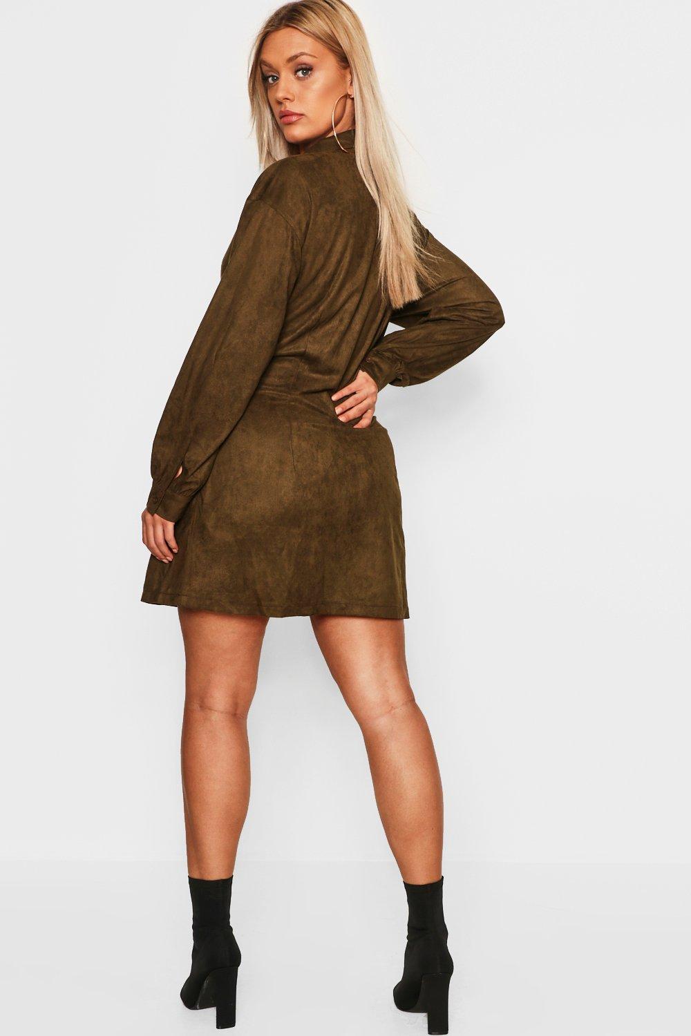 Boohoo on sale suede dress