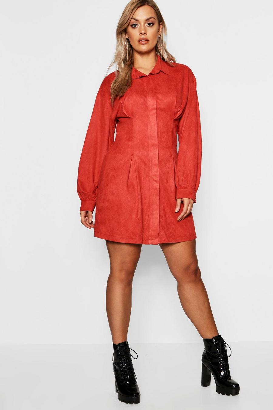 Rust Plus Suede Shirt Dress image number 1