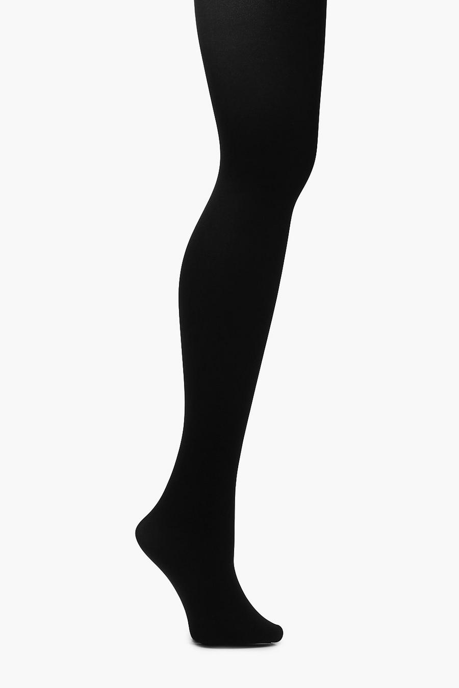 MAWCLOS Ladies Stretch Footed Leggings Workout Opaque Stockings Black-Feet  350g Plus Size 