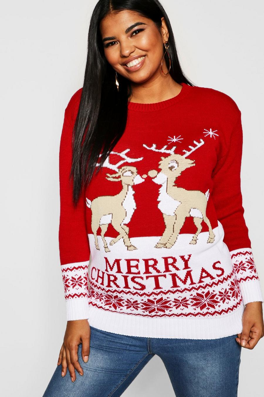 Plus Reindeers Christmas Jumper image number 1